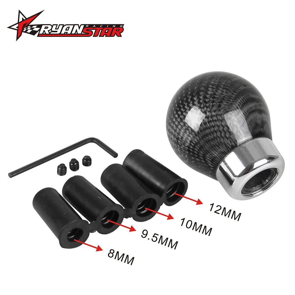 Real Carbon Fiber Car Gear Shift Knob Shifter Lever Round Ball Shape