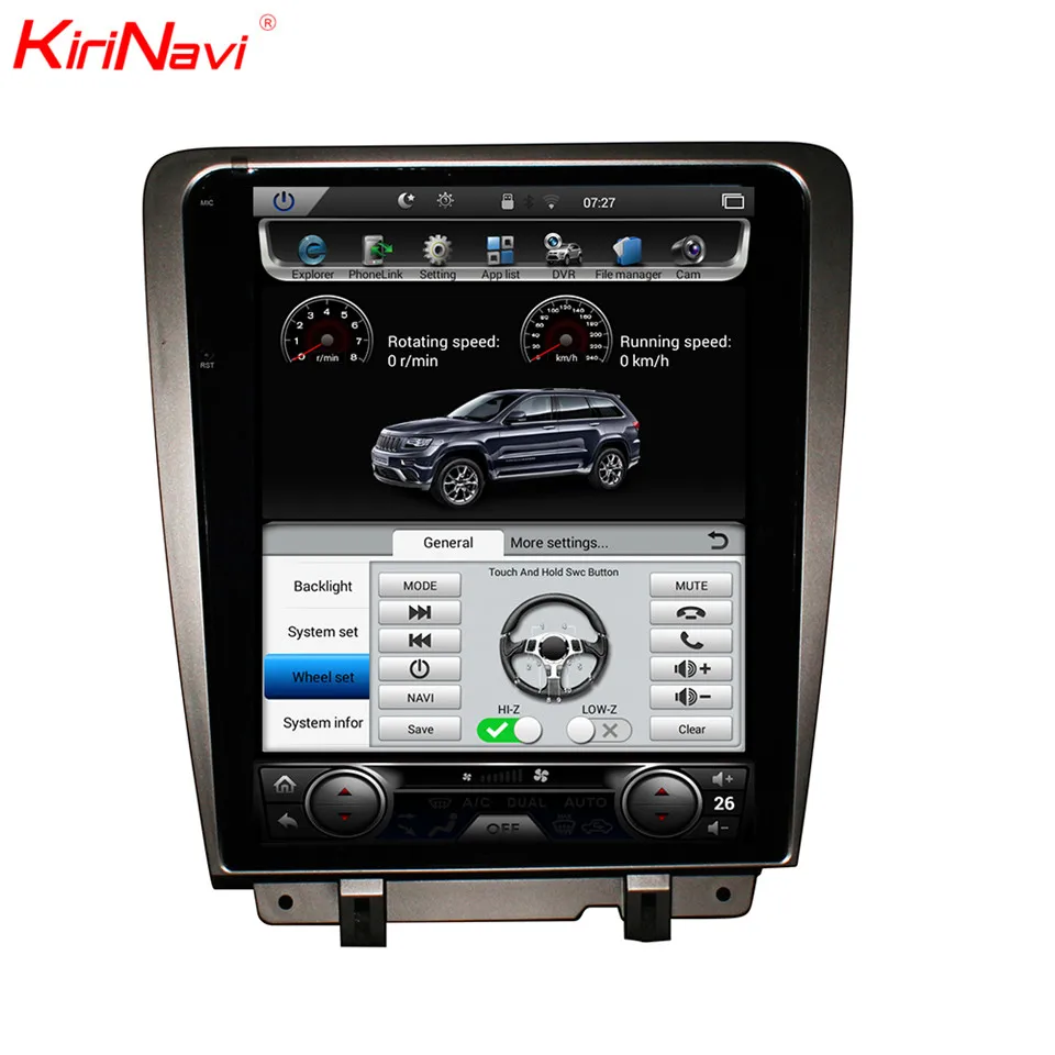 Top KiriNavi Vertical Screen Tesla Style 12.1‘’ Android 9.0 Car Multimedia Dvd Navigation For Ford Mustang Car Radio GPS 2010-2014 2