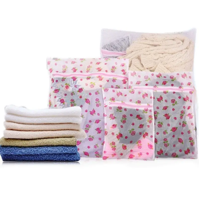 1 PCS Cartoon Print Women Hosiery Bra Washing Lingerie Wash Protecting Mesh Bag Aid Laundry Saver 3 Size Laundry Bags