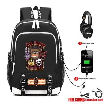 

multifunction USB charging Rucksack Five Nights at Freddy's Backpack for teenagers Men women's Student School Bags 15 style