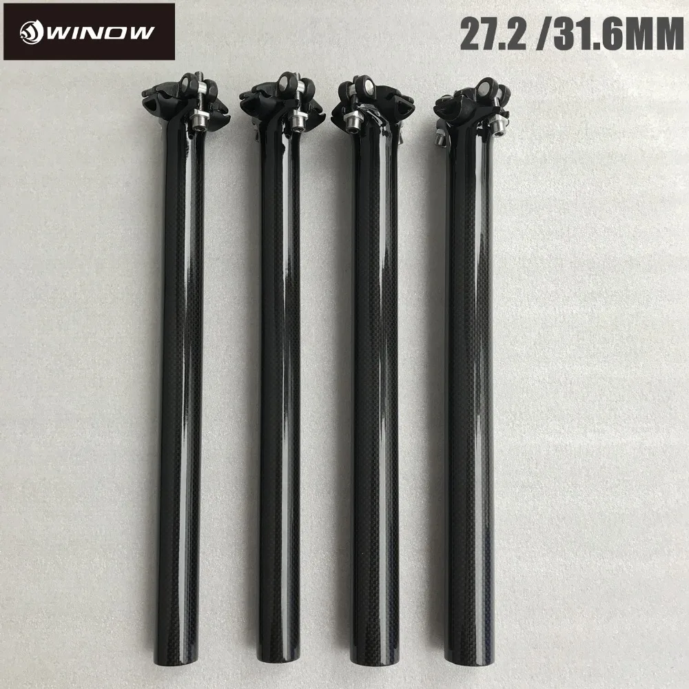 

11.11 WINOWSPORTS carbon seatpost 350mm 400mm length mtb zero offset carbon seatpost 27.2 and 31.6 width 3K glossy seatpost road