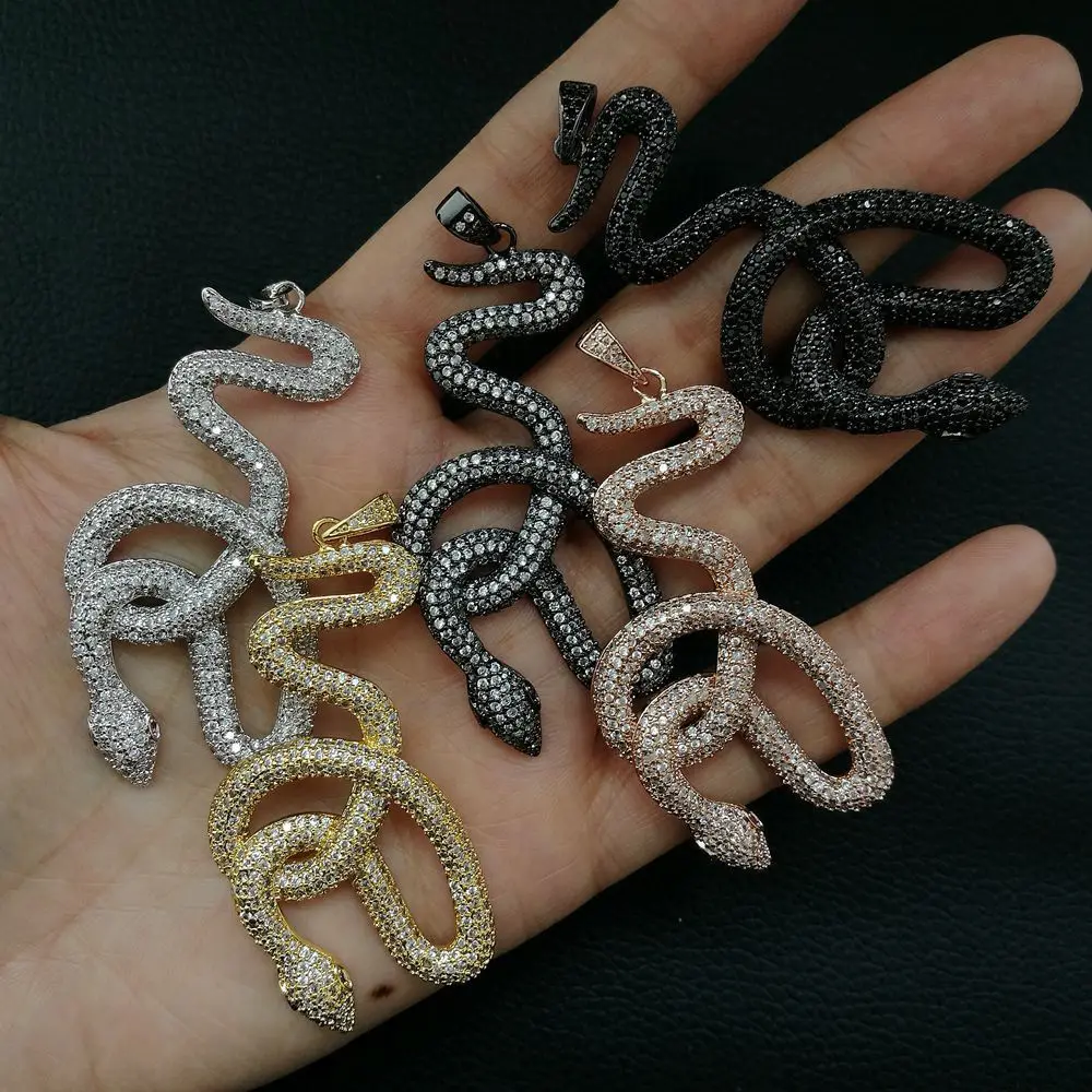 

Women's 1pc golden plated Cz micro Snake Charm Pendant DIY Jewelry Findings