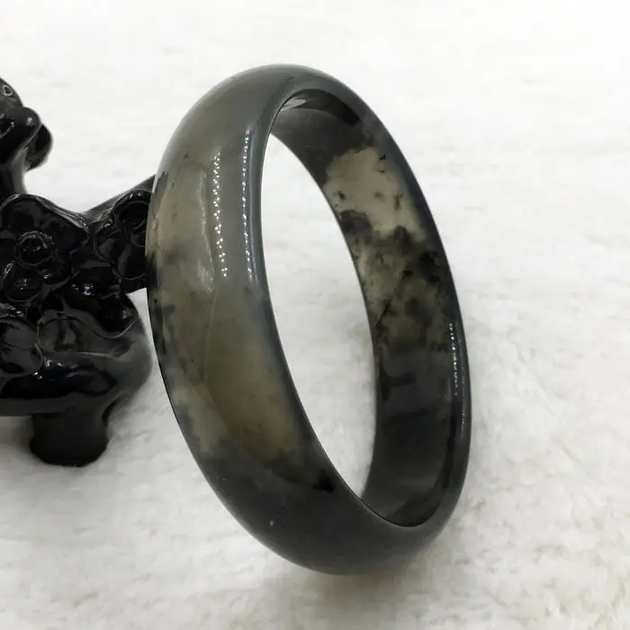 

FREE SHIPPING>>>@@ 64mm Certified Grade A Genuine 100% Natural Black Jade Gems Bangle Bracelet 0336 NEW
