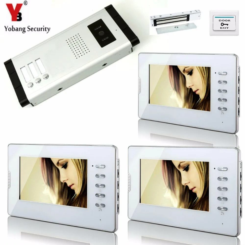 Yobang Security 7 inch Home Gate Entry Security Kit Electric Lock Access Door Camera Wired Intercom For Private House Families