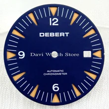 31 мм Debert часы синий циферблат fit Miyota 8205/8215, Mingzhu DG2813/3804 часы лица