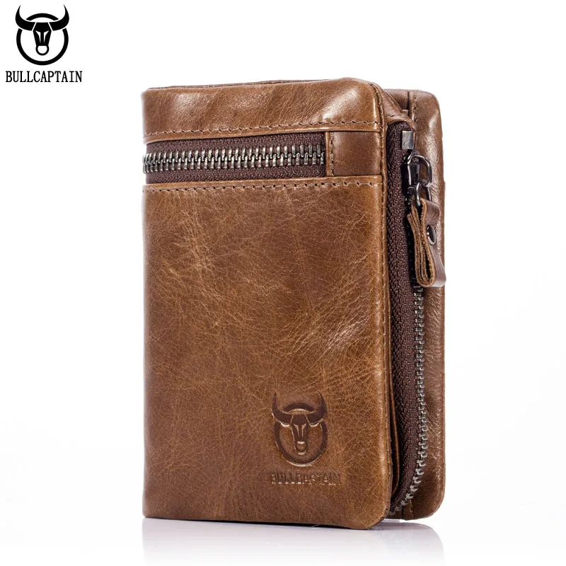 

BULLCAPTAIN Cow Genuine Leather Men Wallets Brand Short Design Vintage Men's Purse Coin Pocket Quality Man Wallet Card Holder