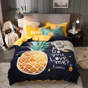 

JaneYU Winter Cartoon Flannel Fitted Sheet Pillowcase & Duvet Covers Sets