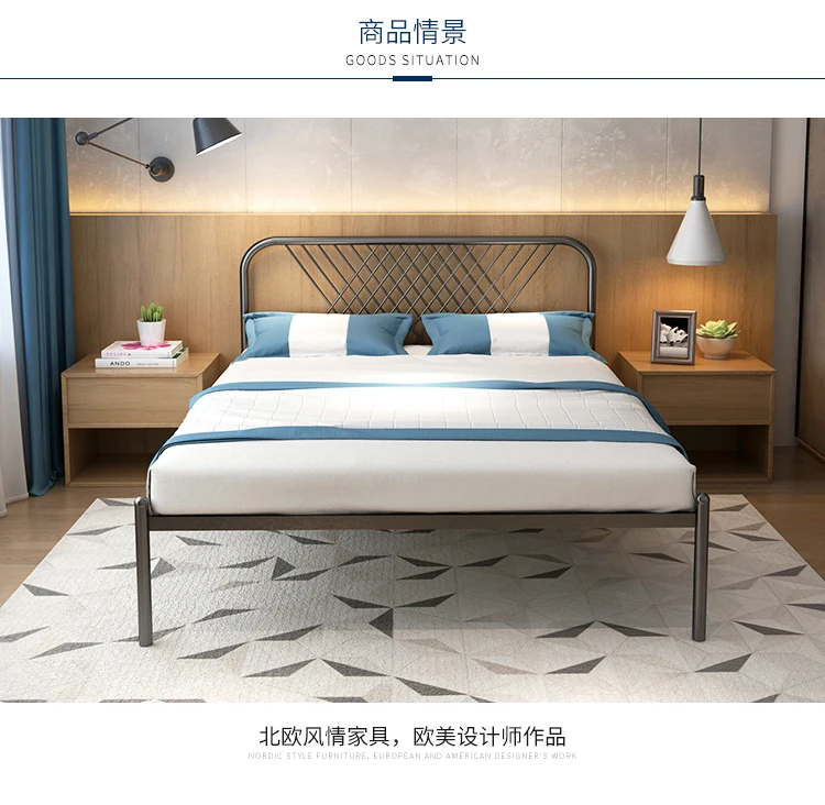 Modern contracted iron frame bed double bed 1.8 meters adult iron bed 1.5 meters single princess bed iron art bed child bed