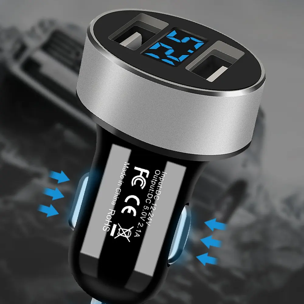 

Car Charger Dual USB Port Safe Smart Quick Car Charger Adapter with LED/LCD Display Battery Car Battery Monitor
