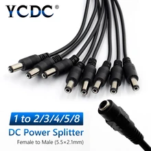 YCDC DC Power Splitter Adapter Cable Female To Male Plug To 2/3/4/5/8 Way For 12V 9V PSU Security CCTV Camera DVR YCDC DC Power Splitter Adapter Cable Female To Male Plug To 2/3/4/5/8 Way For 12V 9V PSU Security CCTV Camera DVR