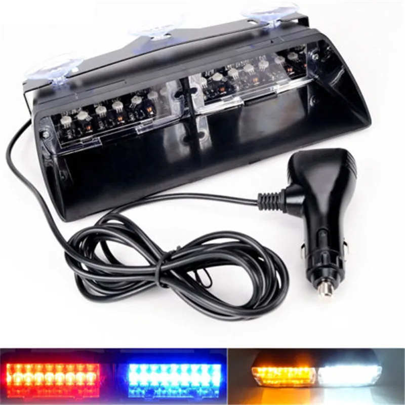 車 16 ledレッド/ブルー警察ストロボフラッシュライトダッシュ緊急点滅ライトcar blue ledcar flash