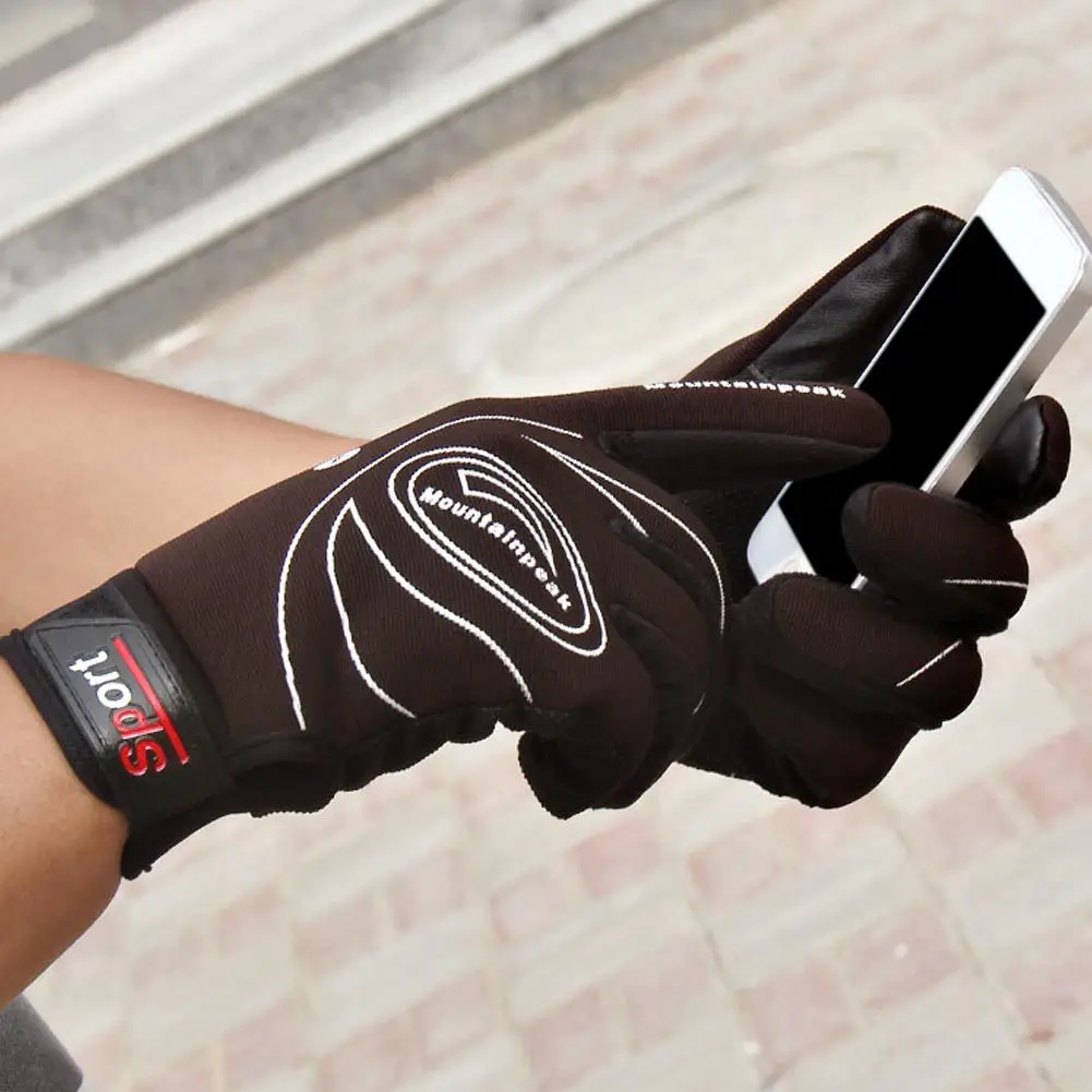 Спортивные ветрозащитные перчатки с сенсорным экраном на осень и зиму, теплые перчатки для велоспорта, мужские и женские кожаные перчатки, 5 цветов, Новинка - Цвет: LS0045DC