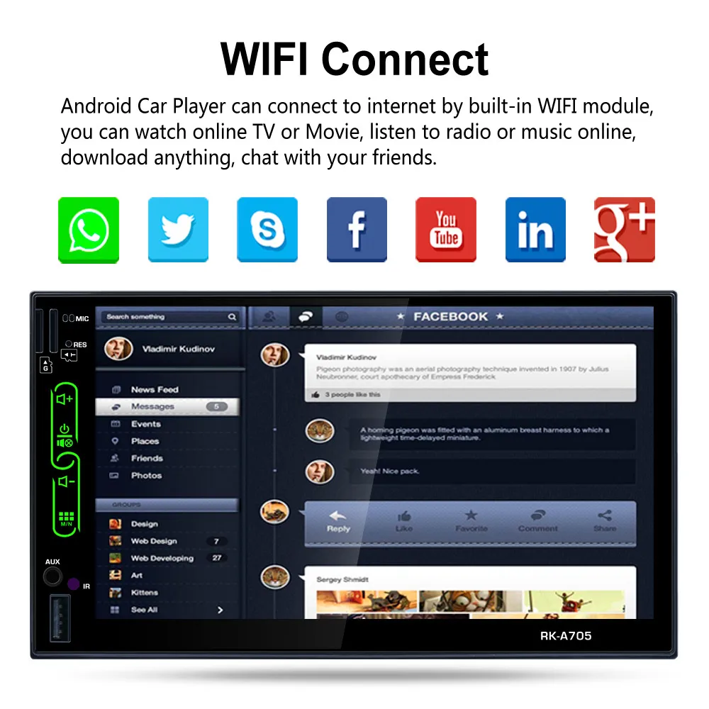 Best 7Inch 2Din QUAD Core Android 6.0 Bluetooth Car Radio Stereo Player 12V Auto Multimedia Player Support GPS Navigation+Camera 2