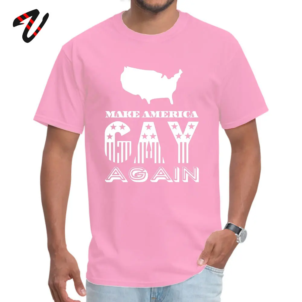 Printed Make America Gay Again Short Sleeve Summer/Autumn Tops T Shirt Classic Crew Neck 100% Cotton T Shirt Men T-Shirt Make America Gay Again -13312 pink