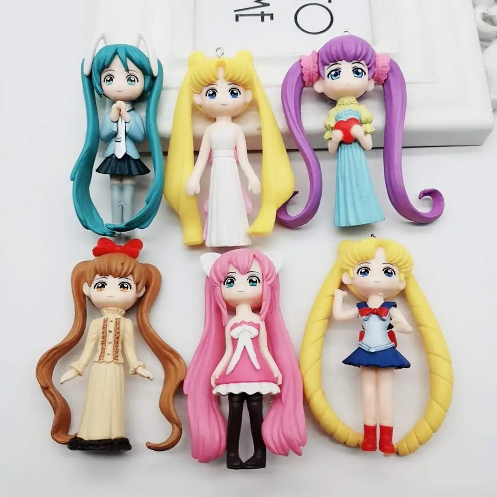 

2019 New 3D Sailor Moon Public Key Chains Hanging Creative Animation Series PVC Doll keyring DIY Accessories