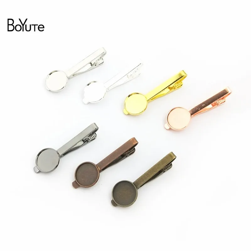 BoYuTe 10Pcs 7 Colors Plated Round 16MM 18MM 20MM Cabochon Base Diy Tie Clip Blank Tray Bezel Men`s Clothing Accessories (11)