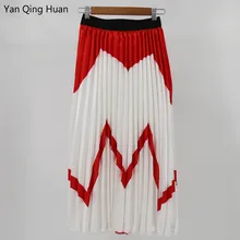 Yan Qing Huan/ г. летняя популярная новая модная плиссированная юбка с геометрическим принтом в европейском и американском стиле юбка с эластичной резинкой на талии