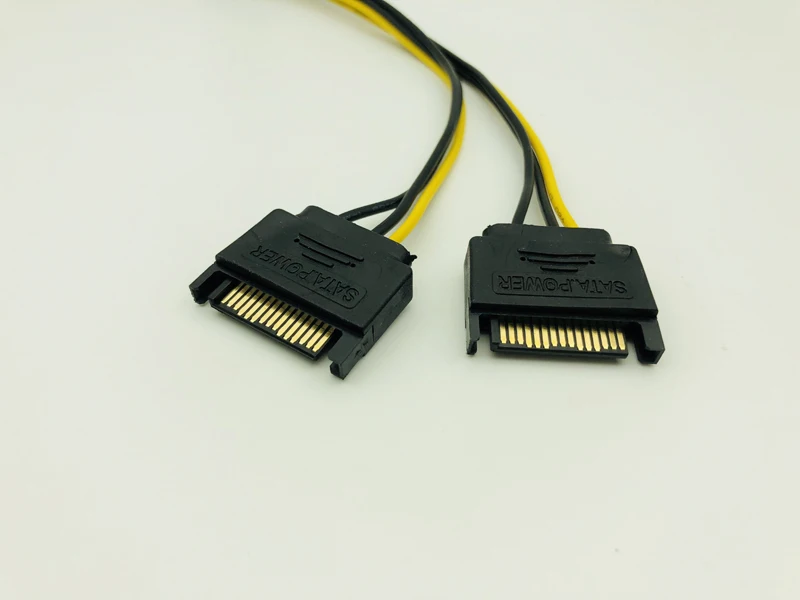 PCI-E PCIe PCI Express Dual 15Pin SATA Male to 6pin Graphics Video Display Card Dual SATA to 6pin Power Cable for ETH BTC Mining