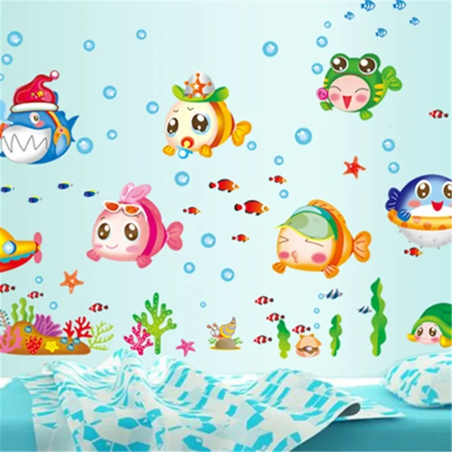 Extraíble fondos marinos peces patrón sofá baño decoración etiqueta de