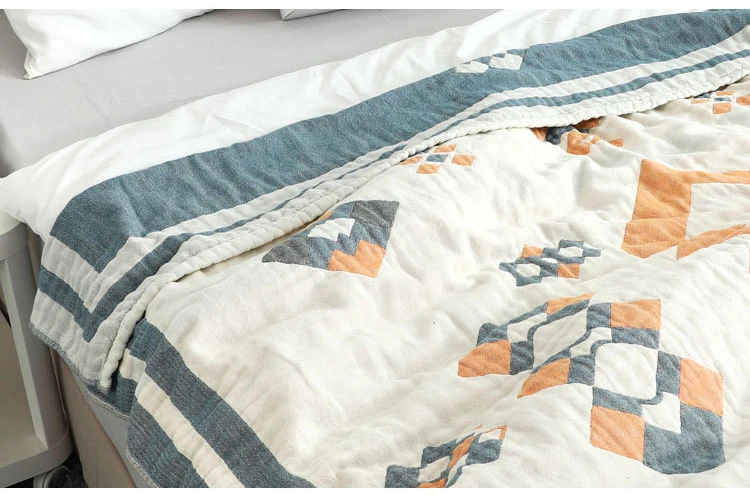 Хлопковое муслиновое летнее покрывало для кровати или дивана, дышащий шикарный стиль бохо, геометрический мягкий бросок для пикника и путешествий