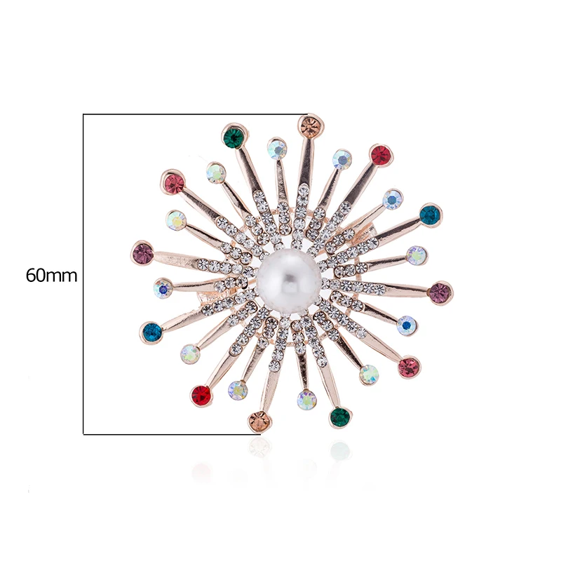 TDQUEEN Women Large Crystal Flower Brooches Round Pearl Rhinestone Flower Wedding Brooch Pins Fashion Jewelry Accessories (1)