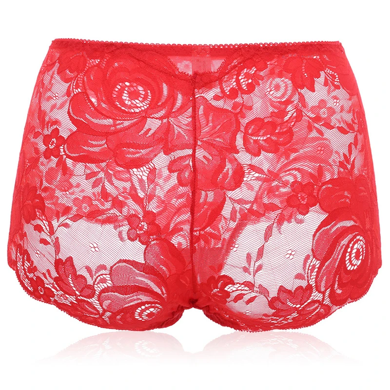 High Waist Sexy Lace Panties Women Embroidered Flower Tummy Control Panties Transparent Sexy Lingerie Underwear Lace Briefs New