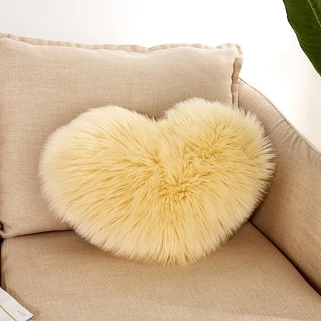 Fluffy Soft Plush Throw Pillow Covers Sofa Car Decor Shaggy Cushion Cover Heart Shaped Faux Wool Fur Decorative Pillows Case - Цвет: Cushion cover7