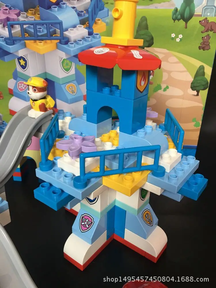 Online Patrulla de patas perro cachorro patrulla de juguete equipo de patrulla de perros de partículas grandes ensamblado bloques de construcción de juguete de Casa de juegos para niños