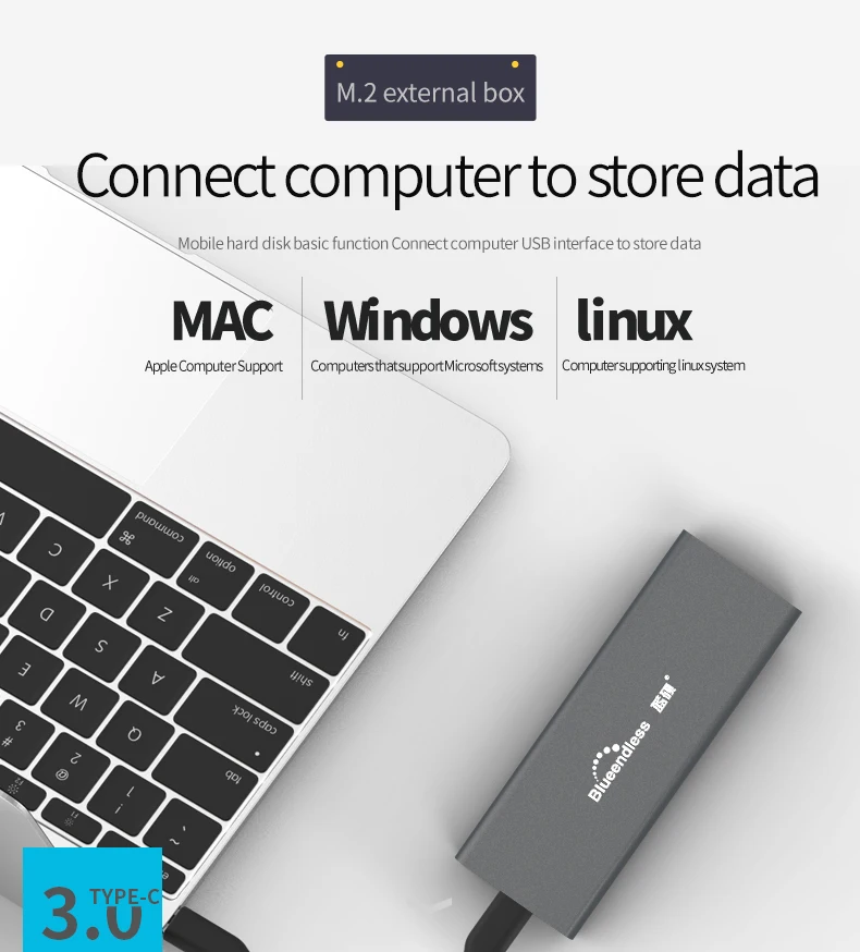 New product Aluminum m.2 ssd case portable hard disk msata to usb type c msata case 224222602280 hard drive msata enclosure (13)