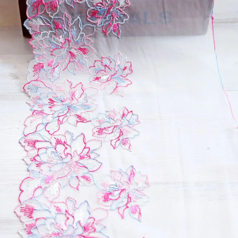 1 ярд 20,5 см ширина Цветочная вышитая кружевная отделка платье сетчатая ткань для шитья кружевная ткань тюль отделка ручной работы аксессуары для одежды DIY