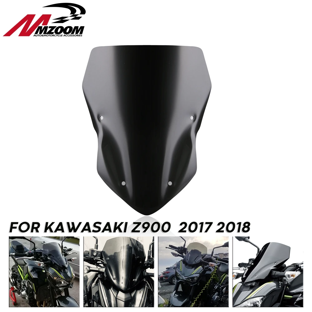 

Motorcycle windshield windshield double bubble air deflector black for Kawasaki Z900 Z 900 2017 2018