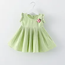 Baby Girl Clothes Short-sleeve Baby Girl Dress Infant Baby Summer Clothes Solid Princess Dress Bow Appliques Casual Dress
