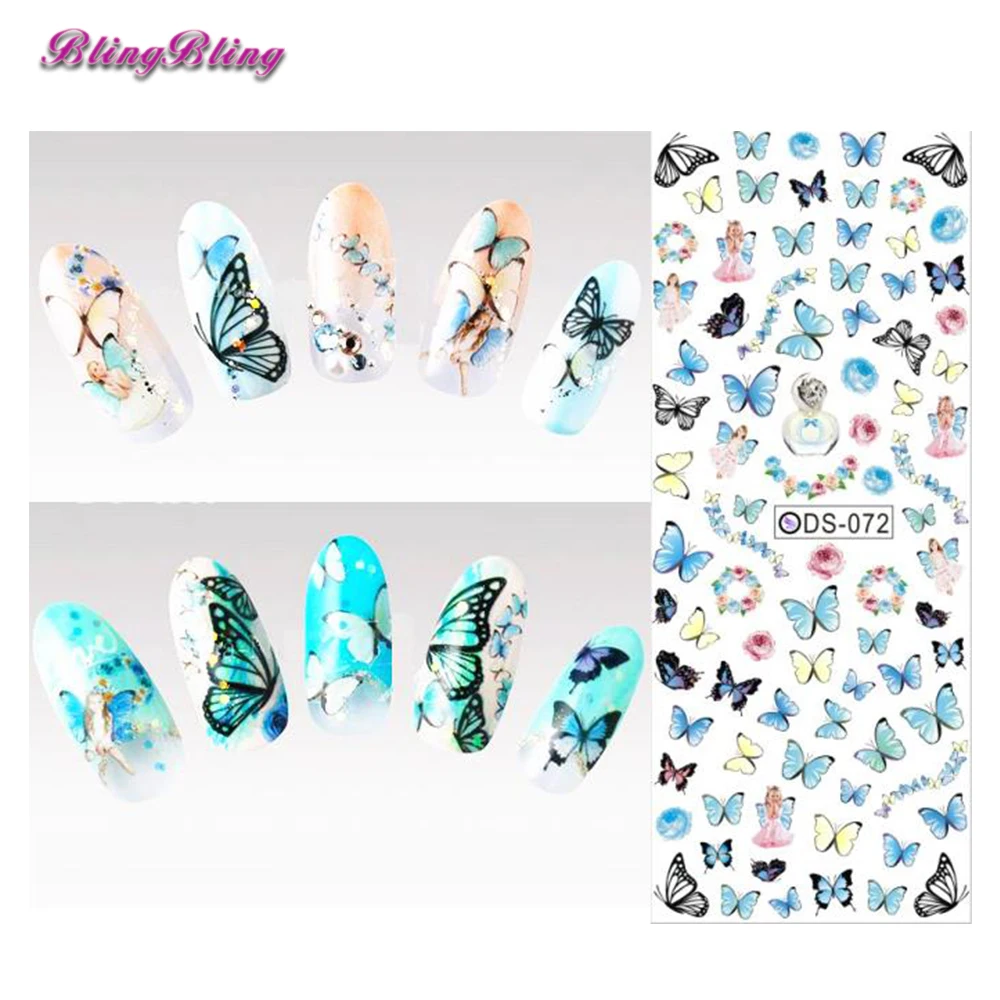 2 sheet diy nail water decals blue butterfly nail sticker decals water slide in 2 sheet diy nail water decals blue butterfly nail sticker decals water slide in