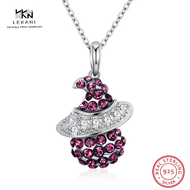 

LEKANI Crystals From Swarovski Necklace925 Witch Retro Crystal Pendant Necklace Women's boutique jewelry Ms Skeleton necklace