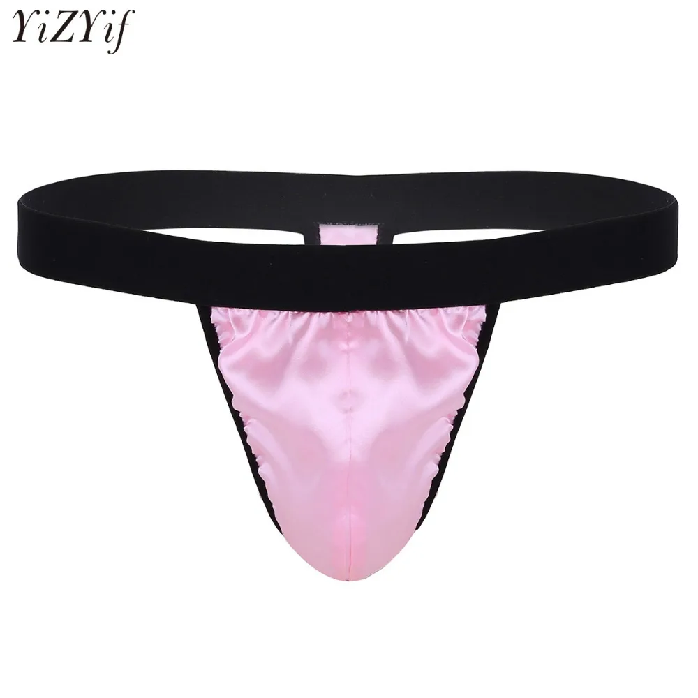 Yizyif Sexy Mens Lingerie Soft Stretchy Shiny Satin Low Rise Bikini G ...