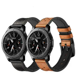 Черный коричневый 20 мм отверстие из натуральной кожи часы ремешок для samsung gear S4 смарт запасной браслет ремешок аксессуары для часов