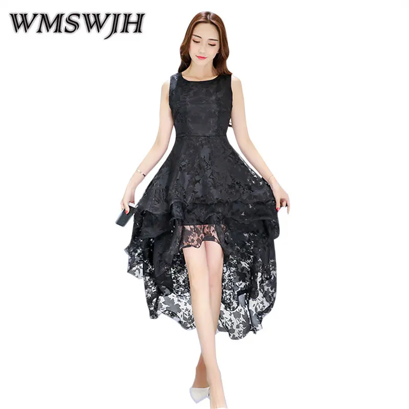 WMSWJH 2019 봄 여름 새로운 오간자 패션 라운드 넥 - 여성 의류