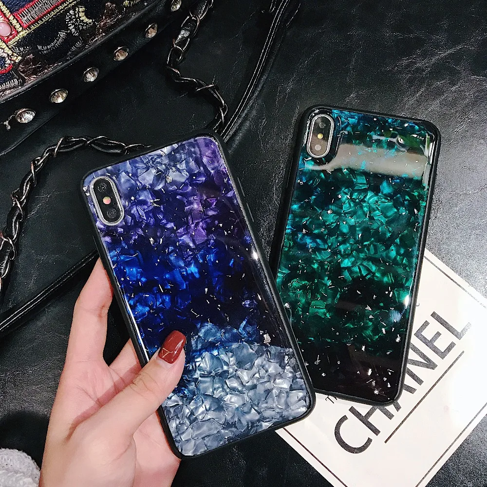 

FastDeng Fashion Epoxy Glitter Phone Case For iPhone 6 7 8Plus Case Blinking Gold Foil Mobile Case For iPhone X XS XR XSMax Case