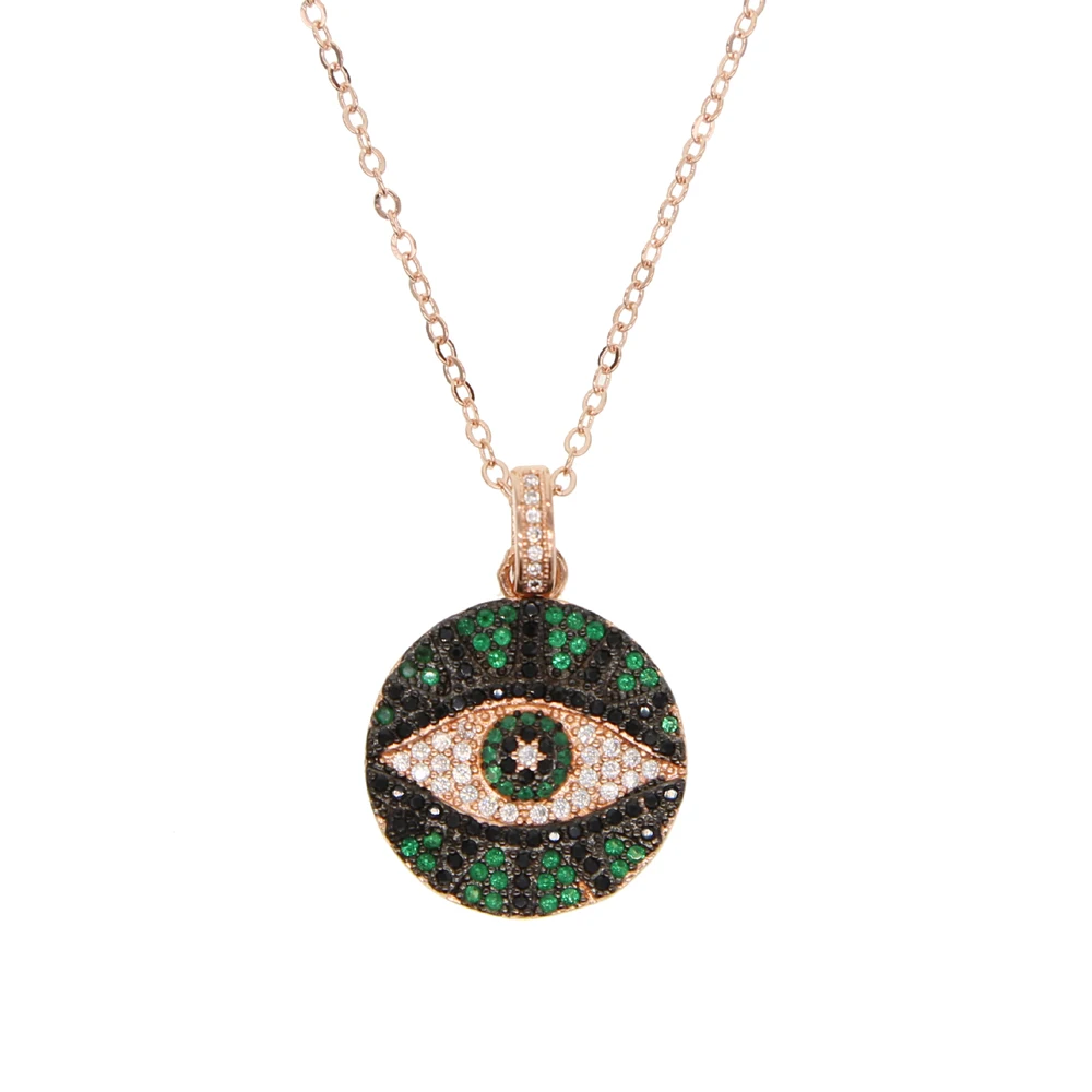 Летние модные украшения круглые монеты диско гравированные Турецкий Дурной глаз женщин очаровательный, с мелкими драгоценными камнями золотой цвет геометрический модное ожерелье