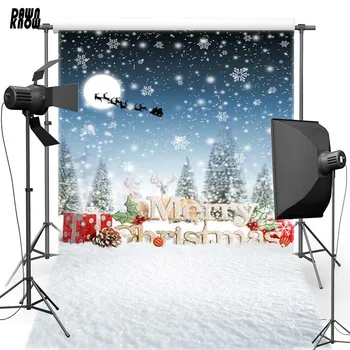 

DAWNKNOW Snowscape Vinyl Photography Background Merry Christmas Snow New Fabric Polyester Backdrop For Family Photo Studio 6288