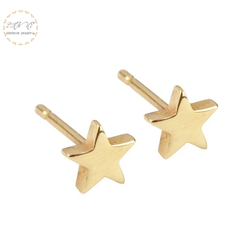 

Simple Jewelry Gold Color Tiny Star Stud Earrings For Women Girls Friendship Gift Stainless Steel Ear Five-Pointed Brincos 2018