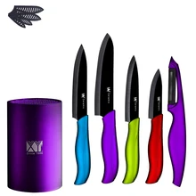Professional Hot Ceramic Knife Purple Handle Peeler Knife Stand + 4 Piece Kitchen Knife Set Handmade Cooking Tools New Arrival