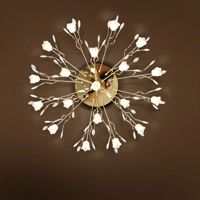 ZX Европейская Хрустальная потолочная лампа для гостиной, милая Люстра для ресторана, спальни, светодиодный светильник с пультом дистанционного управления, лампа для цветочного дома
