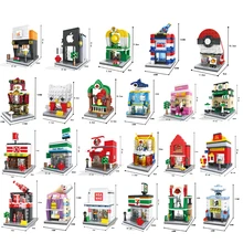 Blocos de construção de Mini Modelo Loja de Rua Da Cidade Série de Tijolos Crianças Brinquedos Figura Educacional Brinquedos Para As Crianças Compatíveis Com Legoe