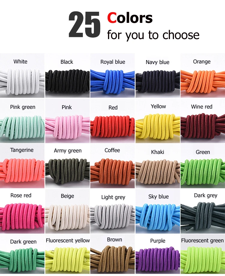 No Tie Shoelaces Metal Lace Lock with Elastic Shoe Laces System for Sneaker Running Shoes for Kids and Adults