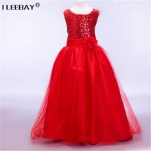 High quality Lace Girl Dresses Children Dress Sequined Princess Dress Length to Floor Baby Girl Wedding Dress Birthday Costume