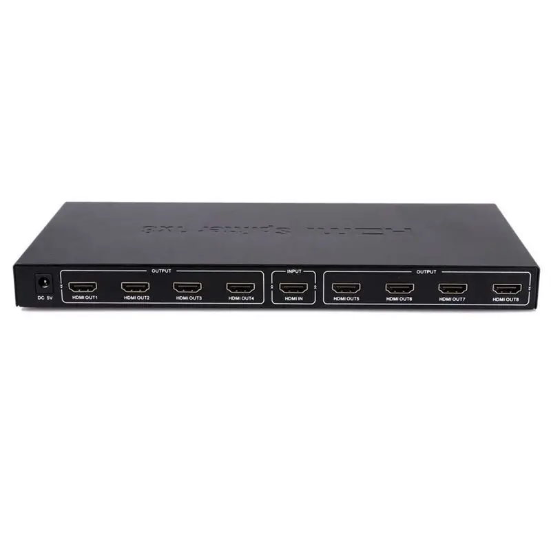  FULL-Ultra HD 8 Port 1 In 8 Out 1x8 HDMI Splitter Audio Video 1080P For HD HDTV 3D DVD US Plug