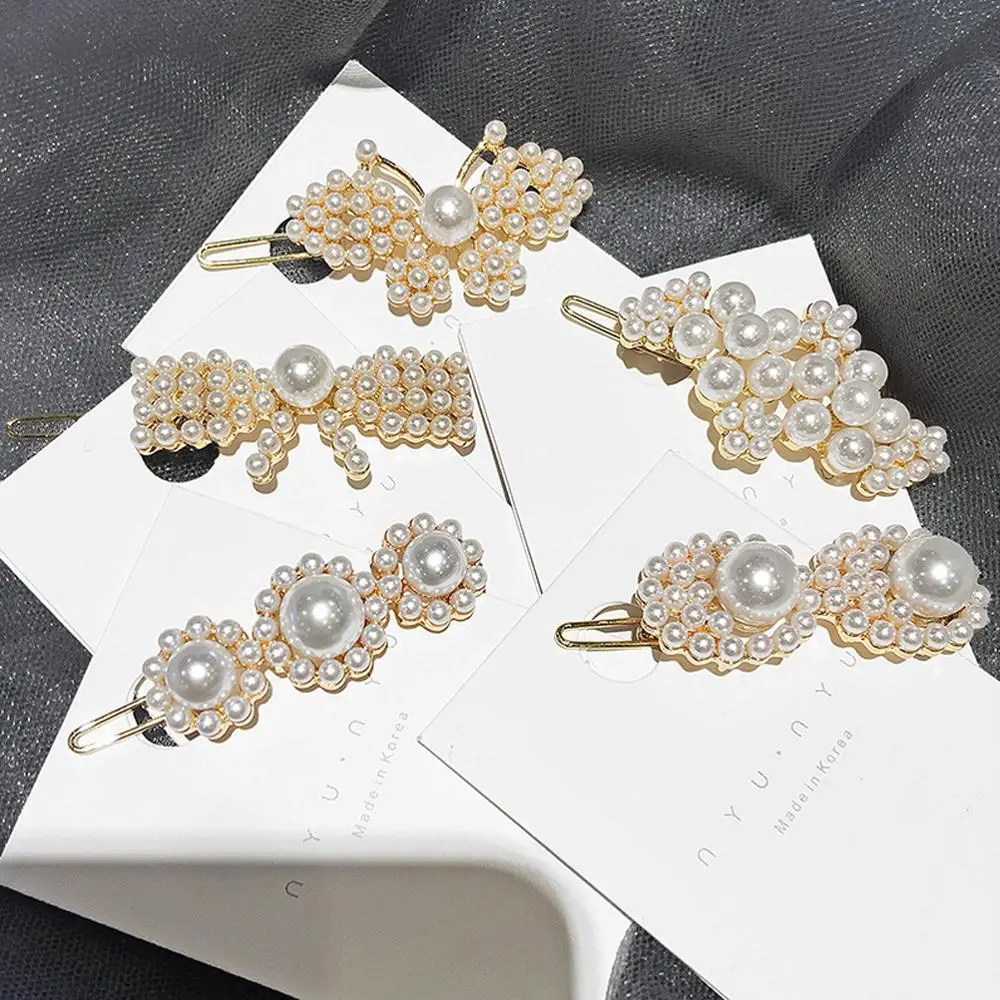 

M MISM Women Fashion Full Pearls Hair Clips Sweet INS Style Barrettes Hairpins Alloy Headmade Girls Hair Accessories Hair Clips