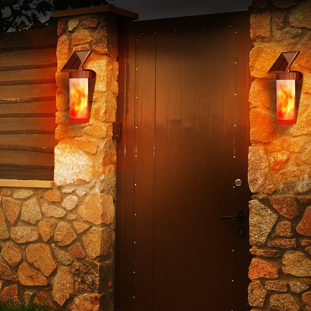 Lâmpada do Jardim ao ar Caminho Tocha Dança Chama Led Solar Powered Cintilação Livre Gramado Lâmpada Jardim Paisagem Luz 8 Luzes e Iluminação