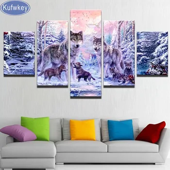 

5pcs Snow wolf Full,Diamond Embroidery,5D,diy Diamond Painting,Cross Stitch,Diamond Mosaic,pattern,sitting room decor stickers